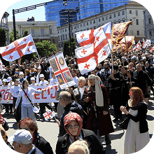 Crowd with Georgian flag